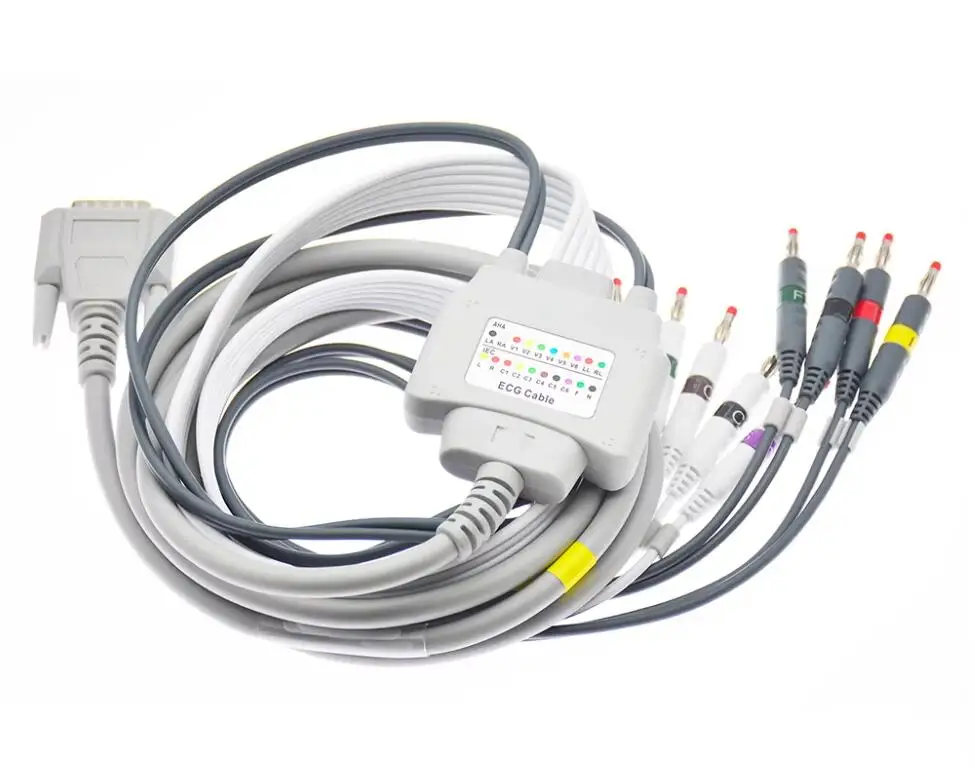 The electrocardiograph machine's ECG lead wires are compatible with EDAN SE-1200, 1201, SE12, SE-300, and 601