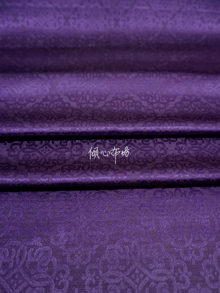 Chinese Classics Brocade jacquard Satin PURPLE silk fabric Satin de soie Satén шелк hanfu cloth DIY patchworkbag