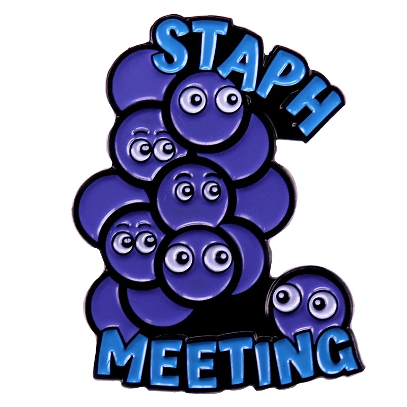 C5103 Cartoon Staph Meeting Enamel pin Bacteria Humor Brooch Public Health Badge Science Teacher gifts Jewelry