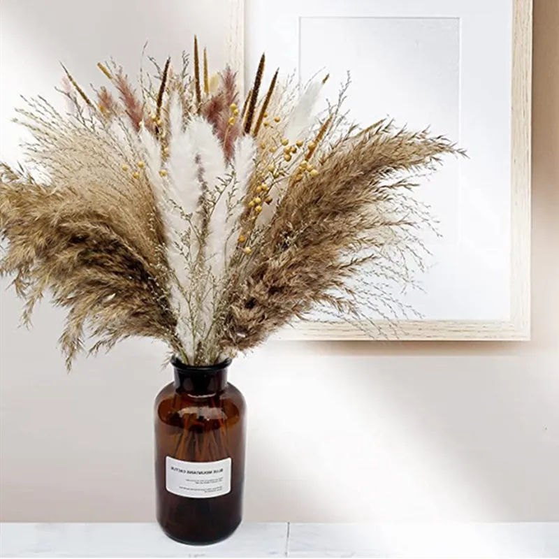 

Natural Bouquet of Dried Flowers Pampas Grass Primary Color White Reed Flowers For Home Wedding Table Flores Secas Trockenblumen