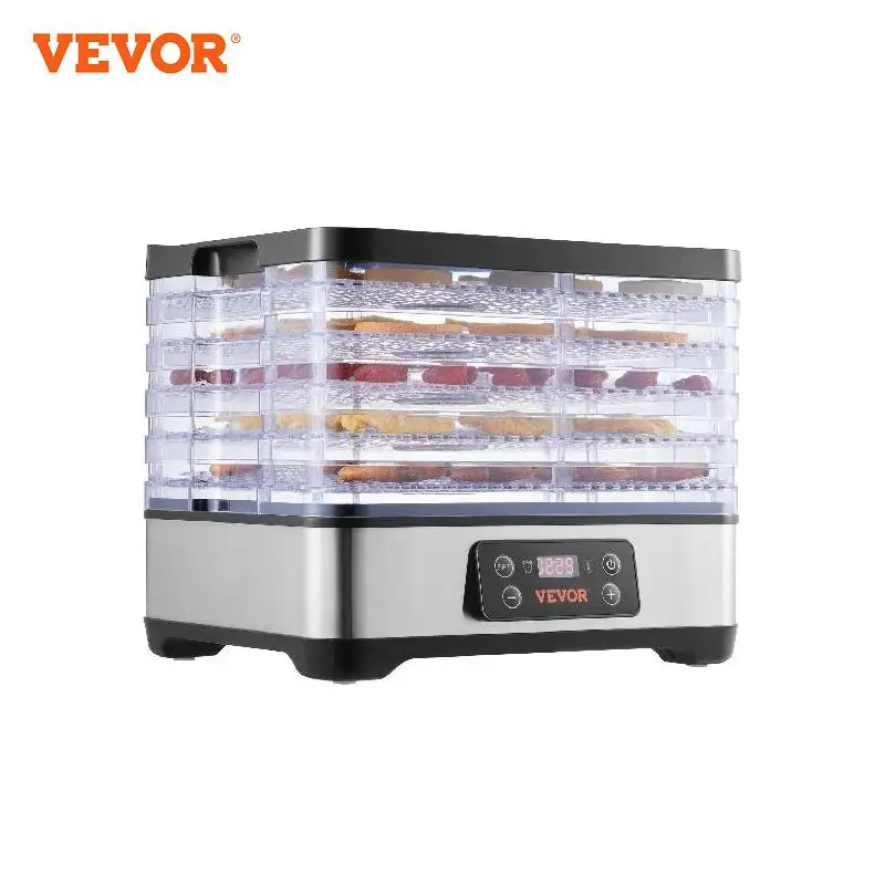 VEVOR Food Dehydrator Machine, 5/6/10 Tray Fruit Dehydrator Electric Food Dryer for Jerky, Herb Meat, Beef, Fruit, Dog Treats