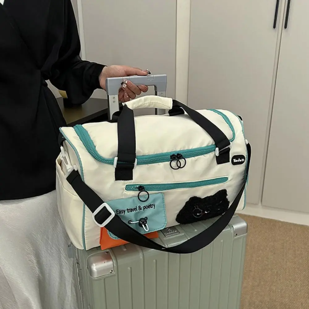 

Nylon Cartoon Travel Duffel Bag Wet Dry Separation Crossbody Travel Luggage Bag Portable Multi Pocket Women's Fitness Handbag