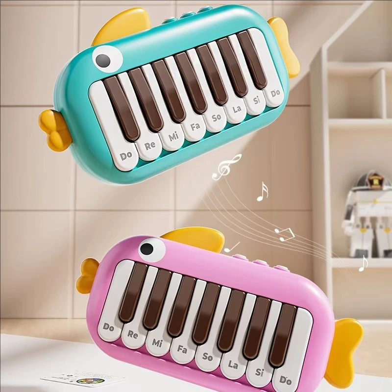 Hot-Selling Hit Product: Cute Little Fish Pocket-Sized Children's Piano, 10-Key Mini Electronic Keyboard with Lights and Playing Guide, Multiple Sounds and Adjustable Volume, Music Enlightenment Toy, Quiet Play Stress-