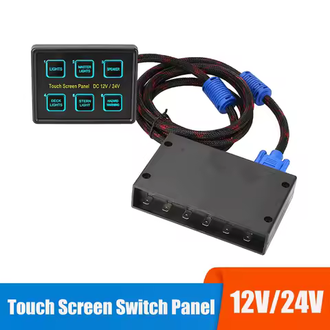24V 12V Switch Panel 6 Buttons LED Touch Screen Car Light Toggle Relays System Caravan Accessories for Boat Marine Truck Trailer