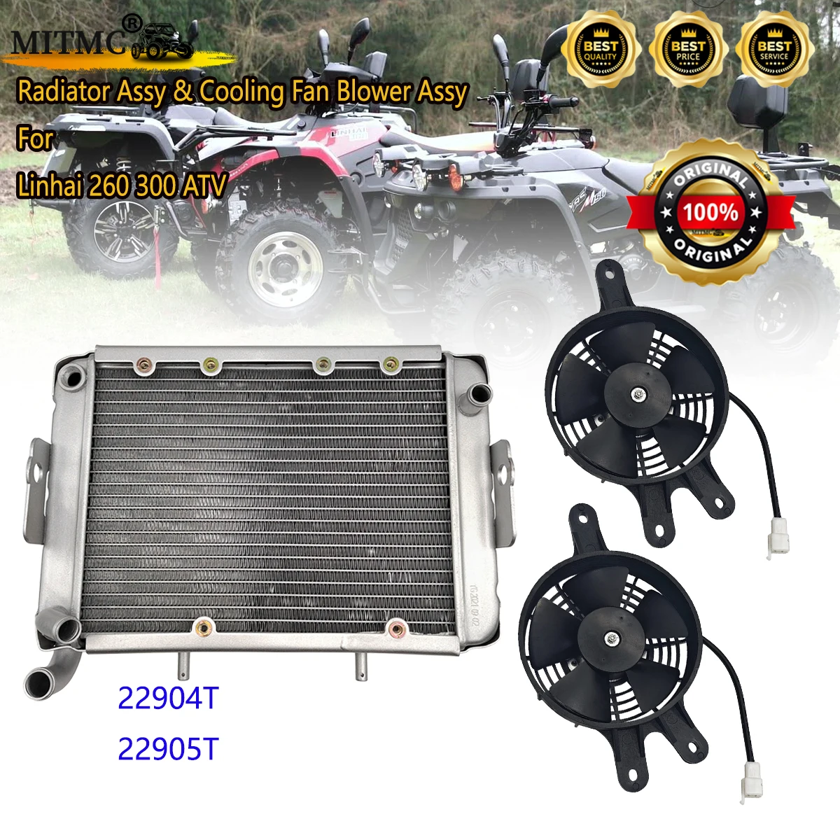 

Оригинальный радиатор в сборе и вентилятор охлаждения для Linhai 260 300 ATV Goon Muddy BigHorn 22904t 22905T