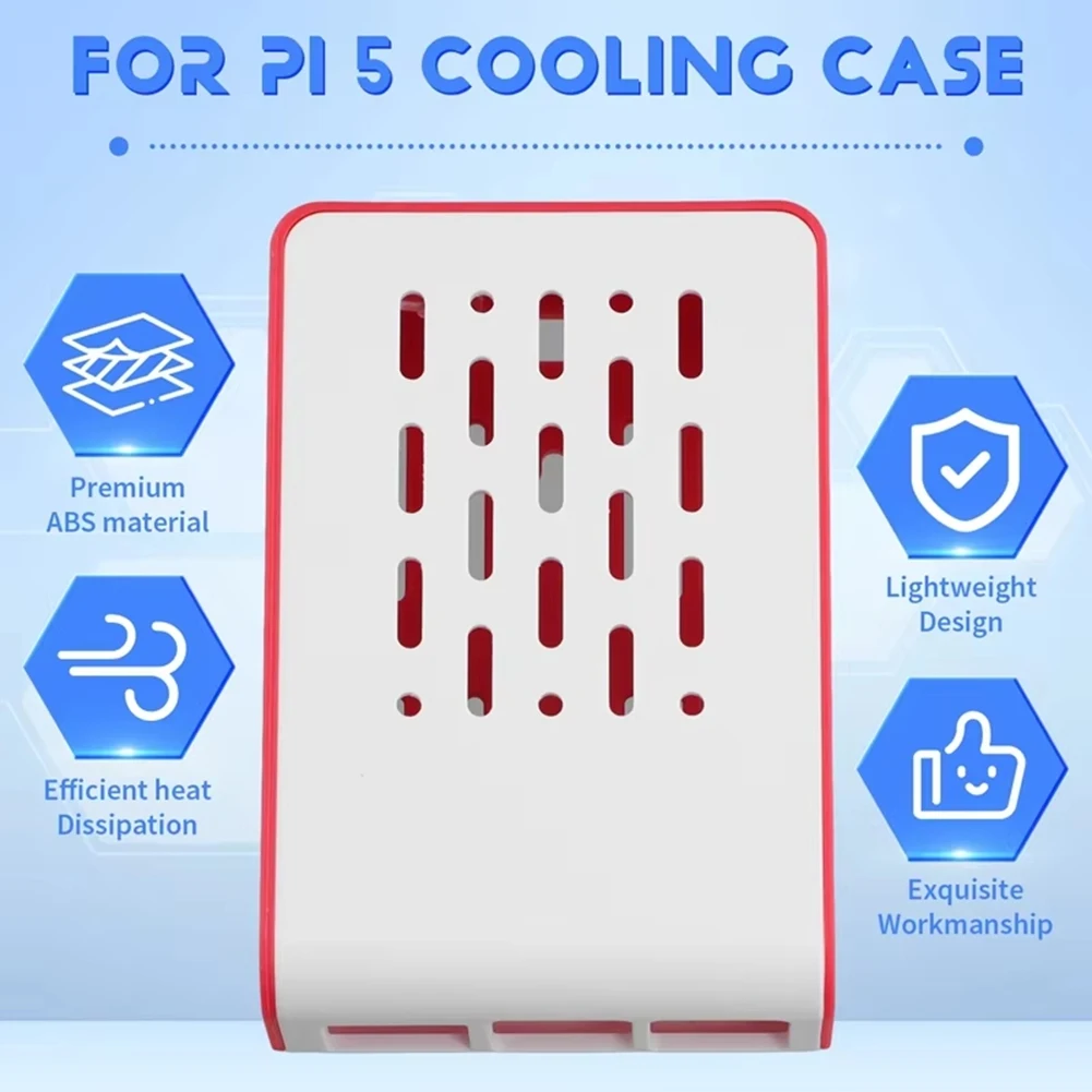 

【B74A】For Raspberry Pi 5 Red-White Cooling Case For Official Active Cooler