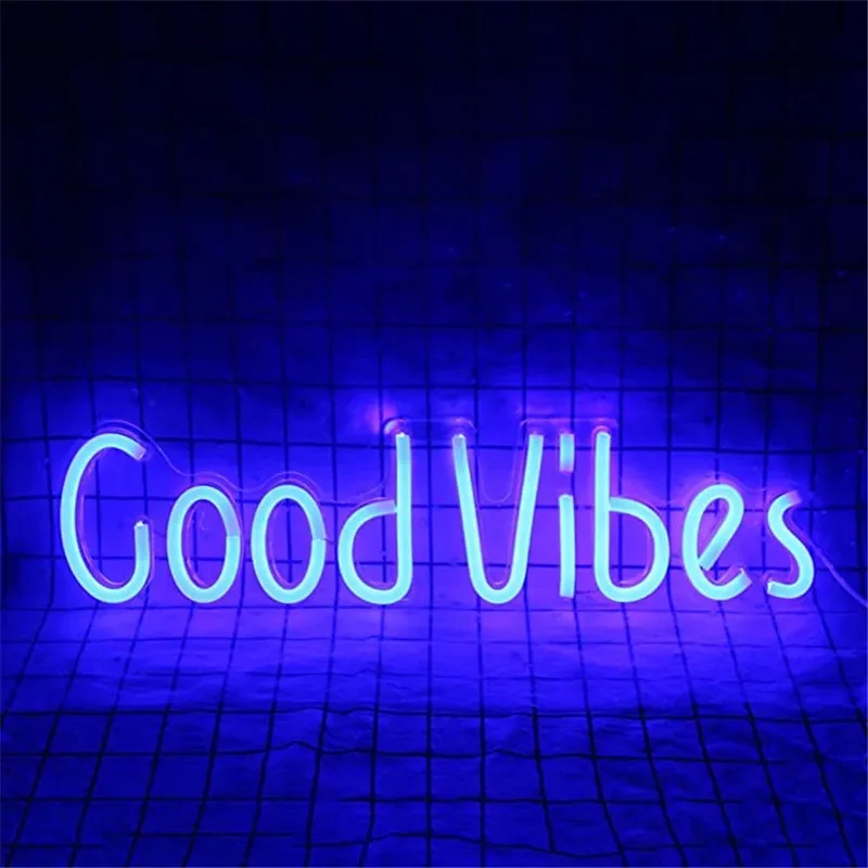 

Good Vibes Neon Signs Neon Lights for Decor Light Lamp Bedroom Beer Bar Pub Hotel Party Game Room Wall Art Christmas Decoration