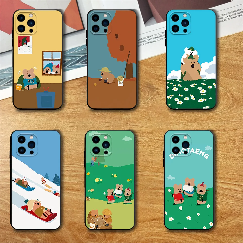 Cute D-Dinotaengs Phone Case For Samsung S23 S22 ULTRA A22 A23 A32 A34 A52 A53 A54 A71 A72 A73 Black Soft Silicone Cover