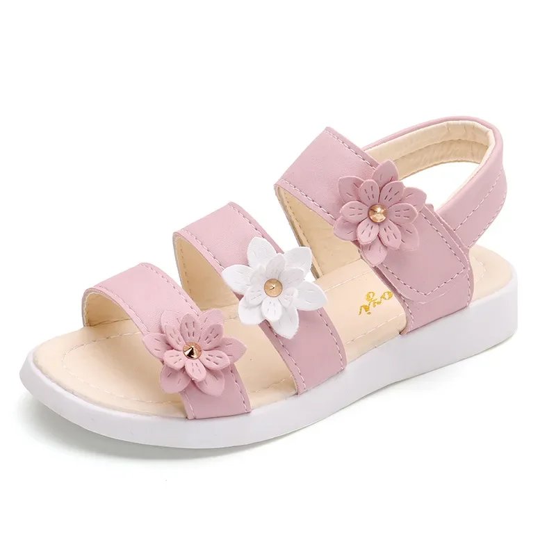 Girls Sandals Gladiator Flowers Sweet Soft Children Beach Shoes Kids Summer Floral Sandals Princess Fashion Cute High Quality