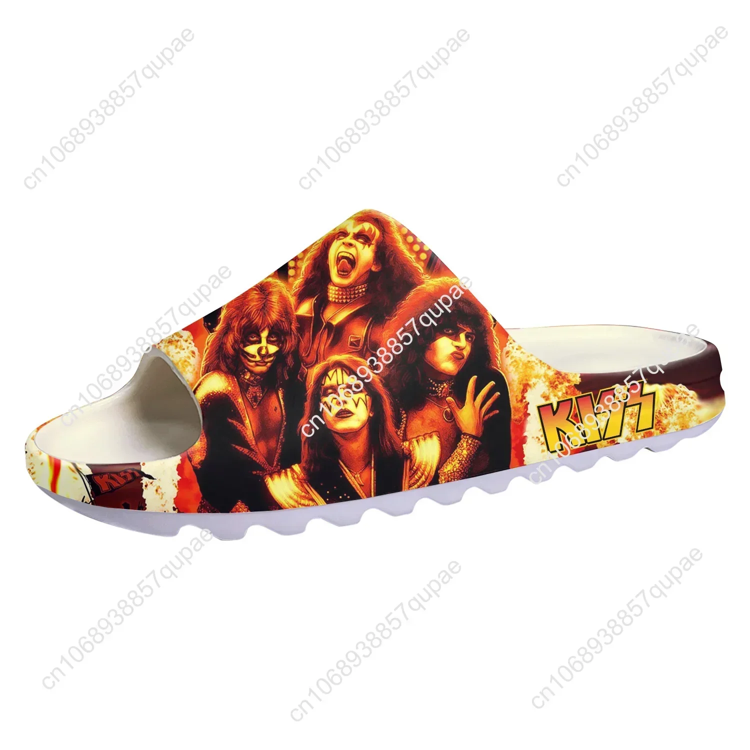 Heavy Metal Kiss Rock Band Soft Sllipers Home Tamancos Mens Womens Sandálias personalizadas Sapatos de água na merda Step in