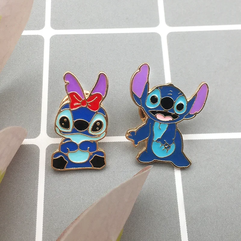 Disney Stitch Badge on Backpack Women Brooch Anime Figure Lilo & Stitch Cartoon Cute Badge Enamel Pin Lapel Pin Akcesoria Prezent