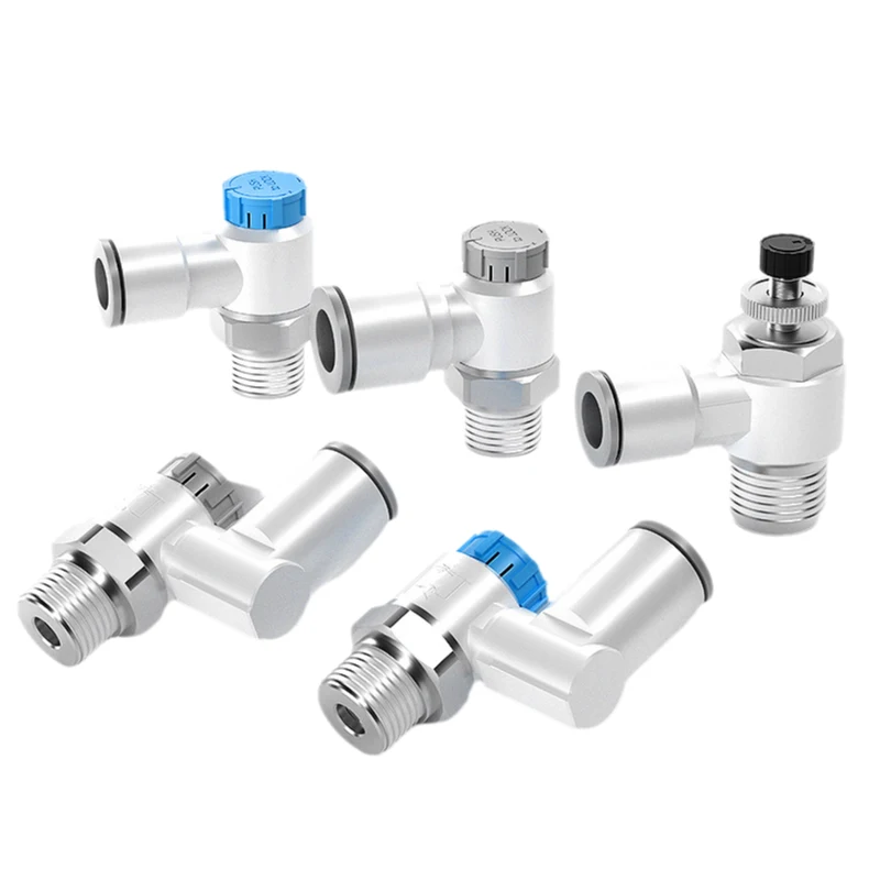

2Pcs Cylinder adjustable speed valve exhaust throttle valve AS1201F AS2201F Series Pneumatic tracheal quick connector