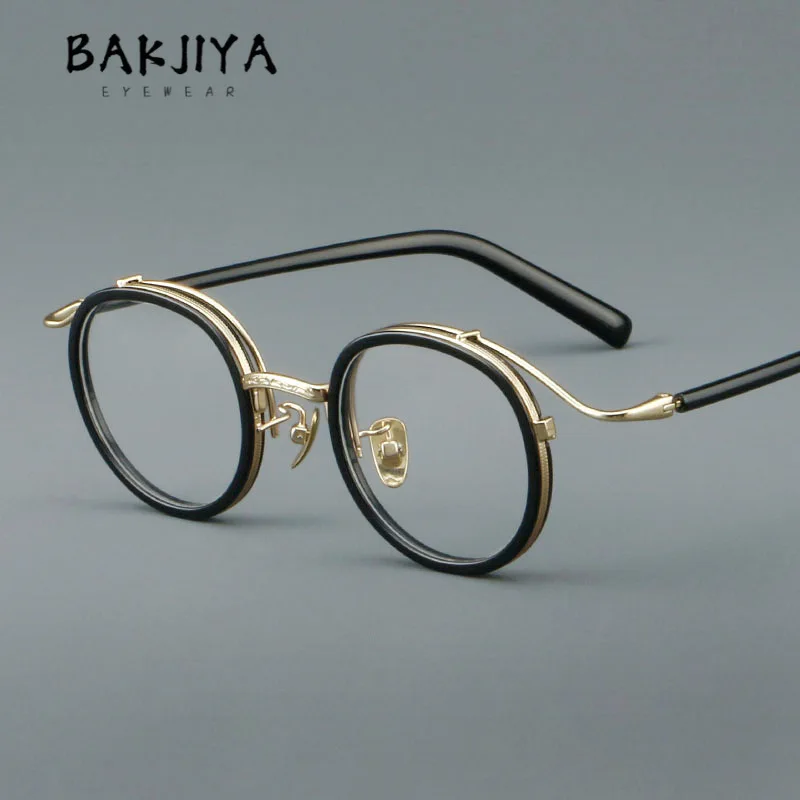 

High-quality Handmade Acetate Titanium Glasses Frame Retro Round Butterfly Frame Women Prescription Eyeglasses Frames for Men