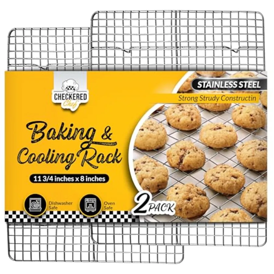

Checkered Chef Cooling Rack for Cooking and Baking 8 x 11 Set of 2 Stainless Steel Oven Safe Grid Wire Cookie Cooling Racks Ide