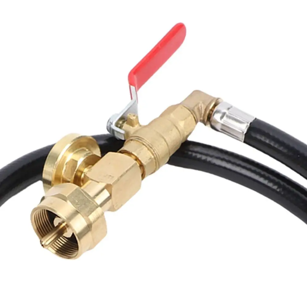 3 Feet Propane Tank Refill Connector On/Off Valve QCC1 Type Gas Bottle Adapter Hose Pressure Gauge Filler Tube Camping Use