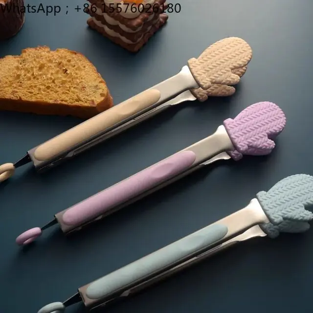 BBQ Fried Fish Noodles Cute Food Clip Bread Food Clip High Temperature and Anti-scalding Silicone