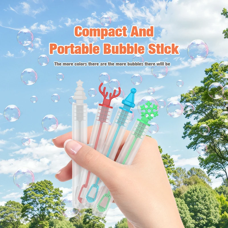 Série de noël Mini bâton à bulles jouet pour enfants en plein air jouet à bulles bâton à bulles Portable avec eau à bulles