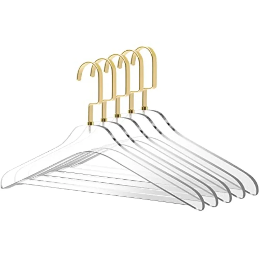 

Quality Clear Acrylic Lucite Coat Suit Hangers with Bar 5-Pack Stylish Clothes Hanger with Acrylic Pant Bar - Coat Hanger for D