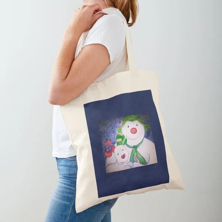 

Snowman and Snowdog Inspired Watercolour Tote Bag canvas bags Big bag women hand bag tote bags cloth bags