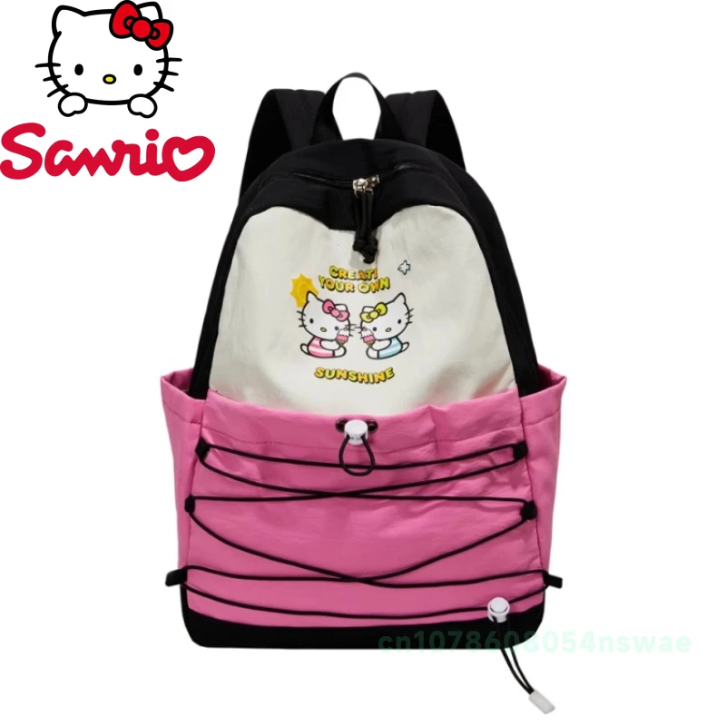 

Sanrio Hello Kitty New Casual Backpack Nylon Lightweight Women's Backpack Drawstring Large Capacity Travel Student Schoolbag