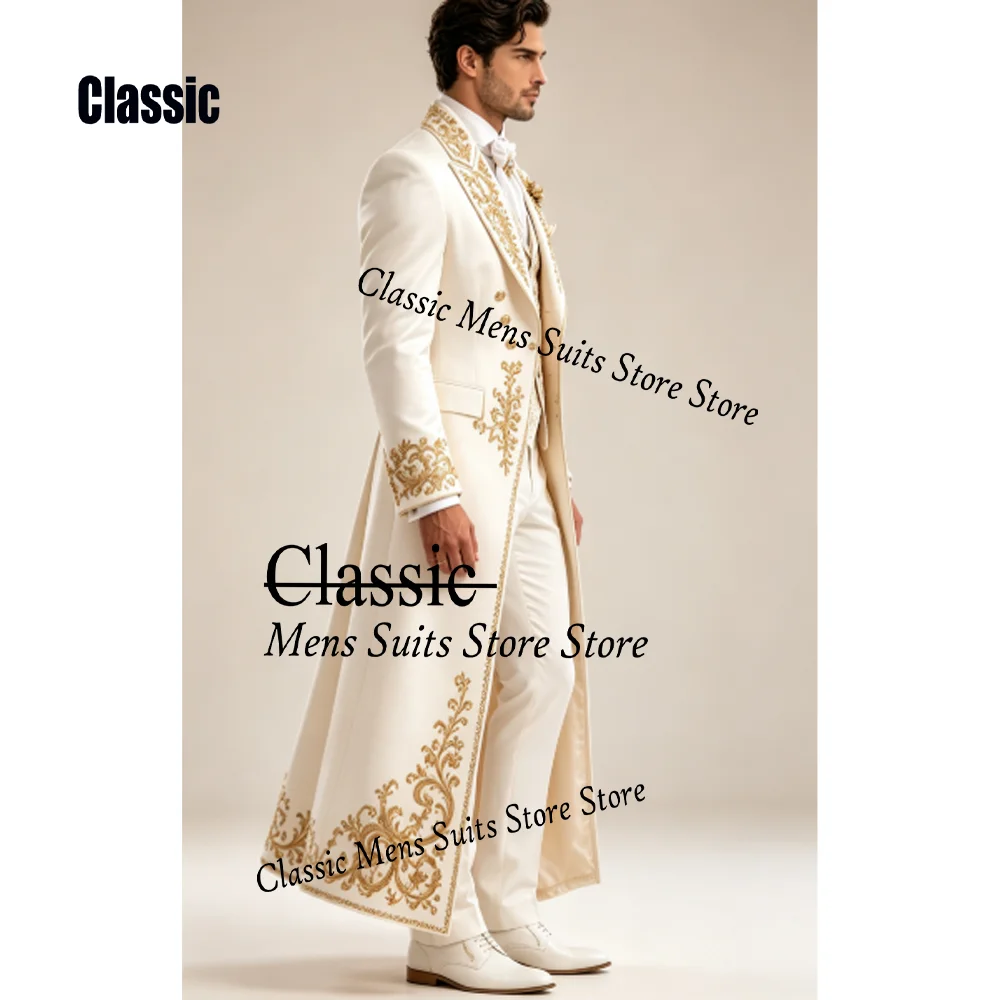 Customized Crystal Embroidery Men Suit 3 Pieces Sets Male Party Blazers Luxury Groom Evening Tuxedos Slim Gem trajes para hombre