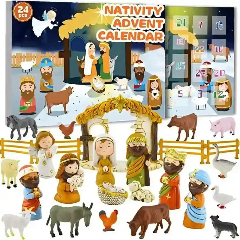 

Nativity Scene Advent Calendar 24 Days of Christmas Nativity Scene Set Jesus Nativity Figurine Model Christmas Decorations