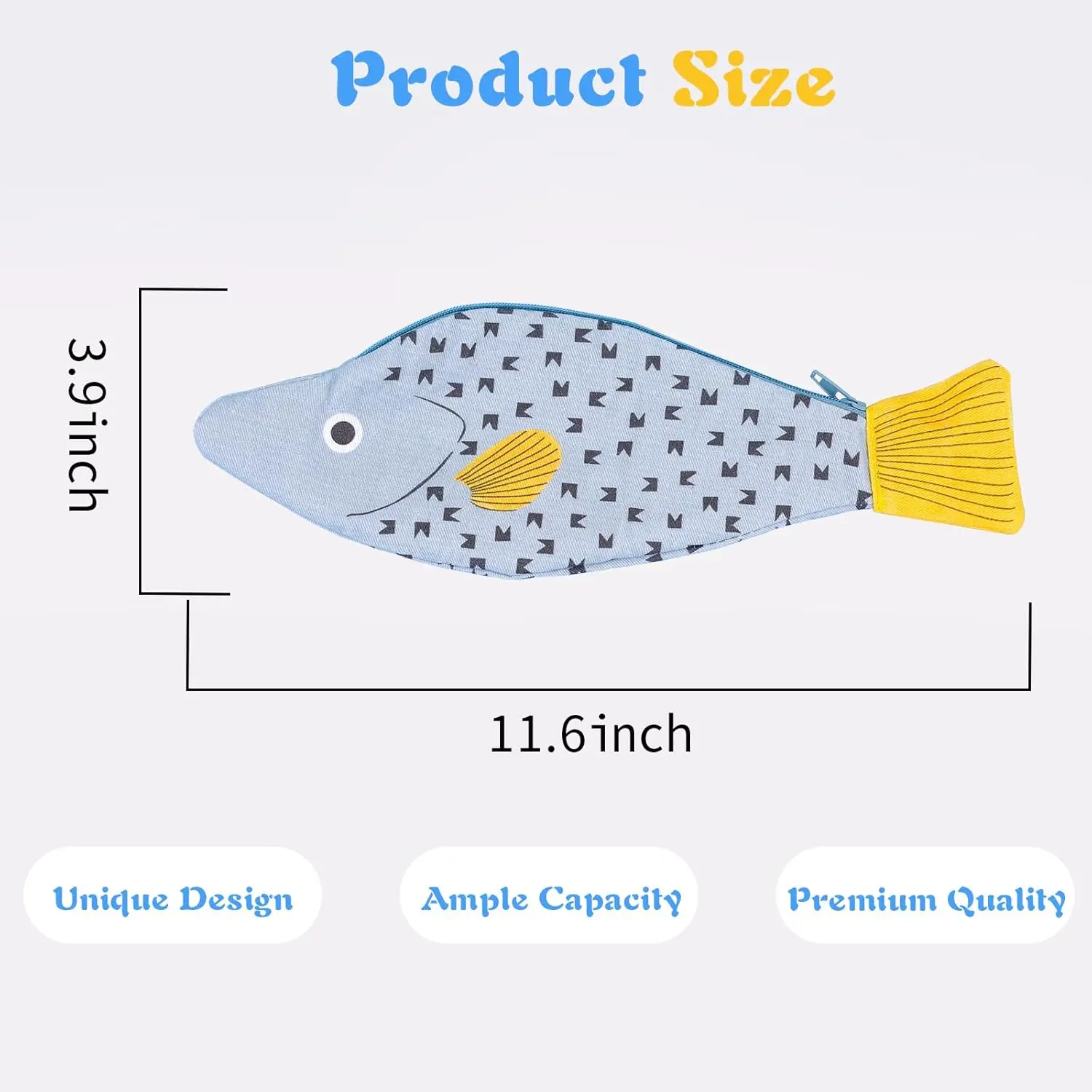 Fish Shape Novelty Pencil Case Fish Pen Bag Fish Coin Purse Funny Pencil Pouch with Simulated Fishbone Lining，Birthday Gift