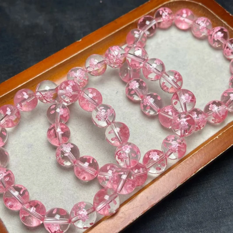 

Новый натуральный резной белый браслет с цветком персика