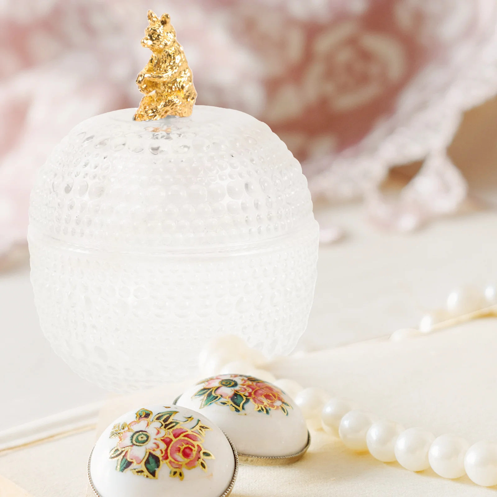 

Glass Jewelry Jar with Lid Adorable Shape Clear Jewelry Holder for Rings Necklaces Snack Candy Holder Household Storage