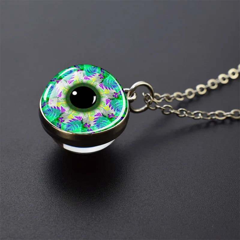 Eye Necklace Spherical Double sided Glass Material Eye Radiant Pendant Art Style Friend Gathering Gift