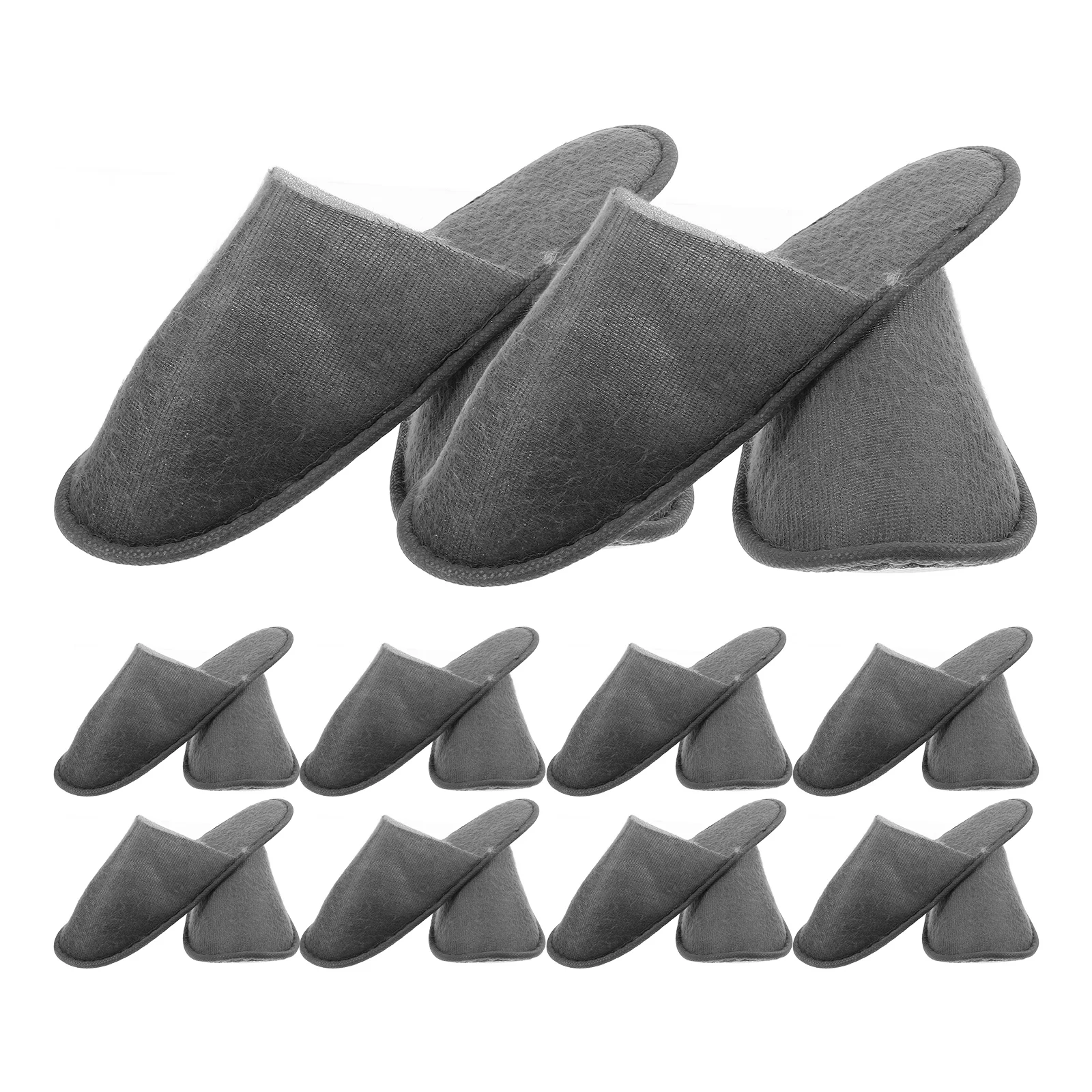 

10 Pairs Hotel Slippers Closed Toe Disposable for Women One-off Casual Outfit Grey and