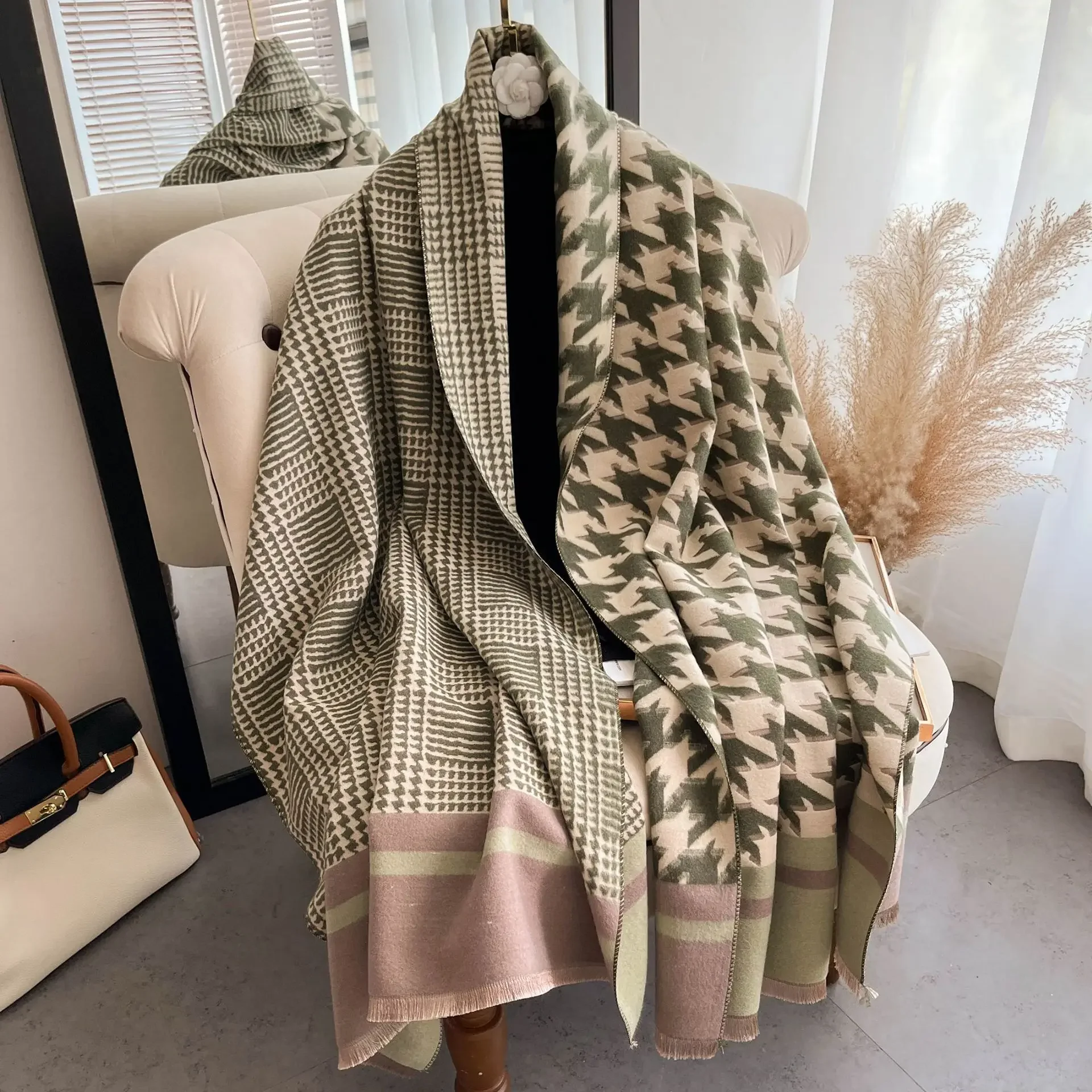 New 180*65 Thick Warm Winter Scarf Design Print Women Cashmere Pashmina Shawl Lady Wrap Scarves Knitted Men Foulard Blanket