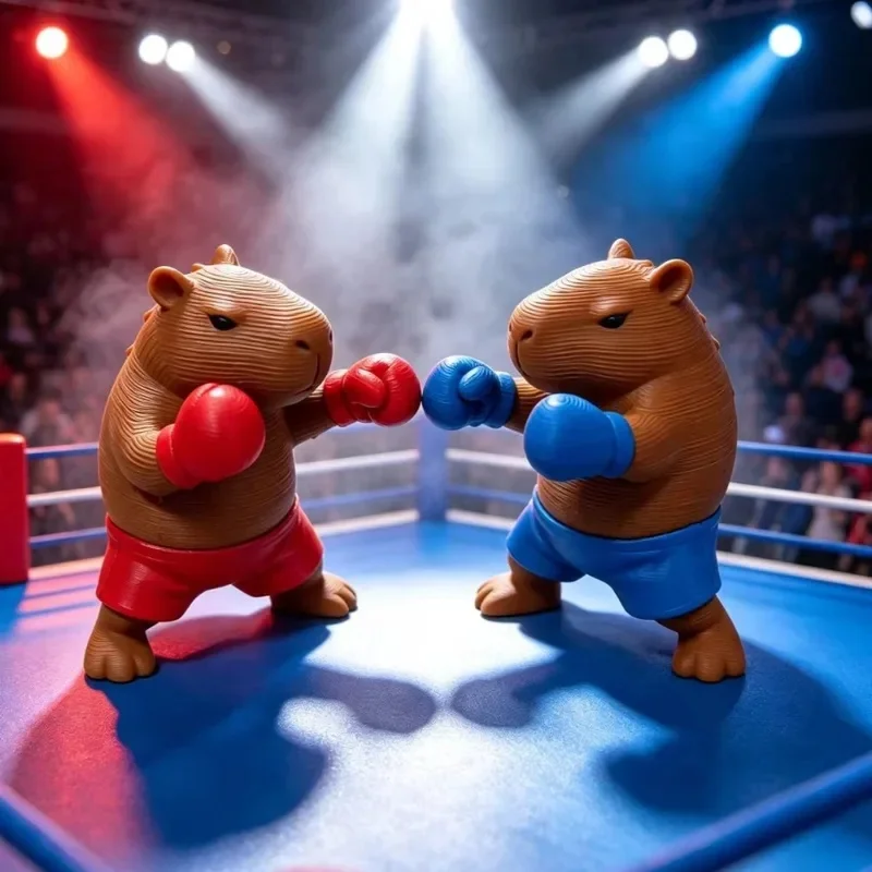 3D Printed Boxing Capybara Figurines Ornament Desktop Shelf Home Decor Funny Animal Craft Collectible Table Display Party Gifts