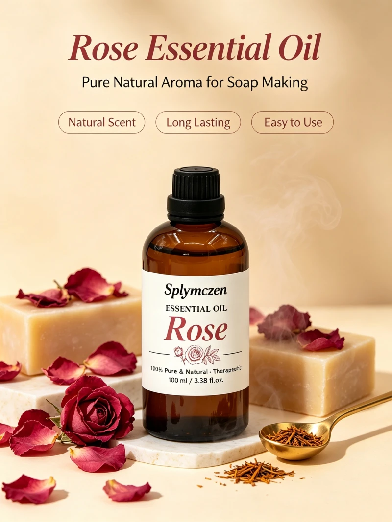 Splymczen 100ml Rose Fragrance Oil Natural Scent Oil For Handmade Soap Making Candle Wax Melt Humidifier Home Fragrance Diy Supp