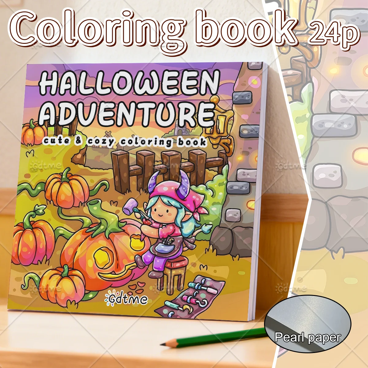 Halloween Adventure Adult Coloring Book Large Print Cute Cozy Pumpkin Elf Scenes Stress Relief Relaxing Art Therapy Drawing Book
