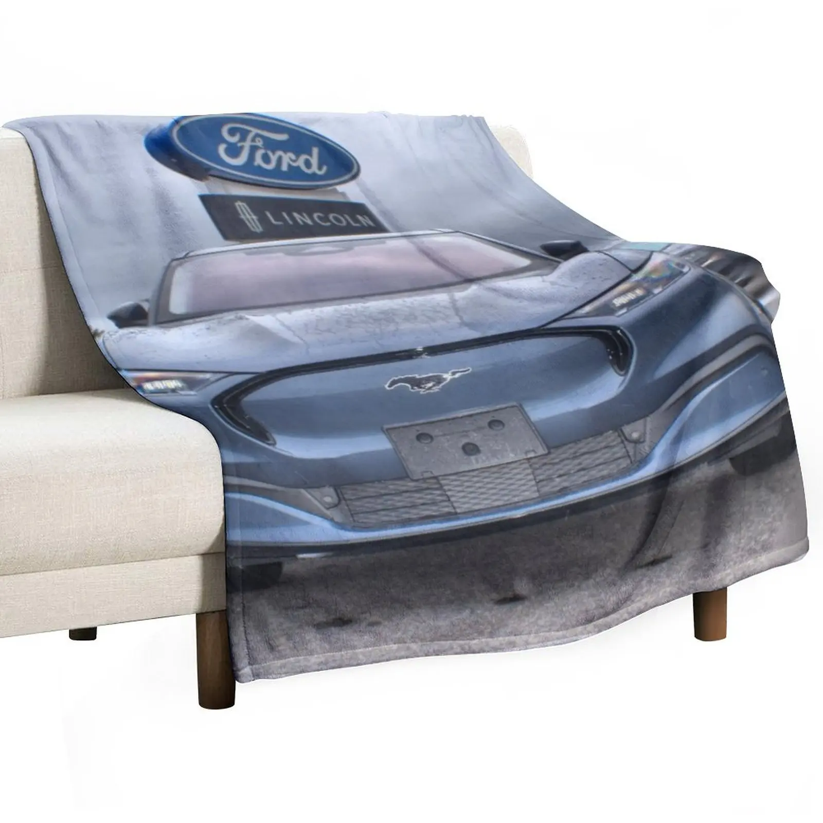 Ford MACH E Throw Blanket for babies Winter beds Flannel Soft Plush Plaid Blankets