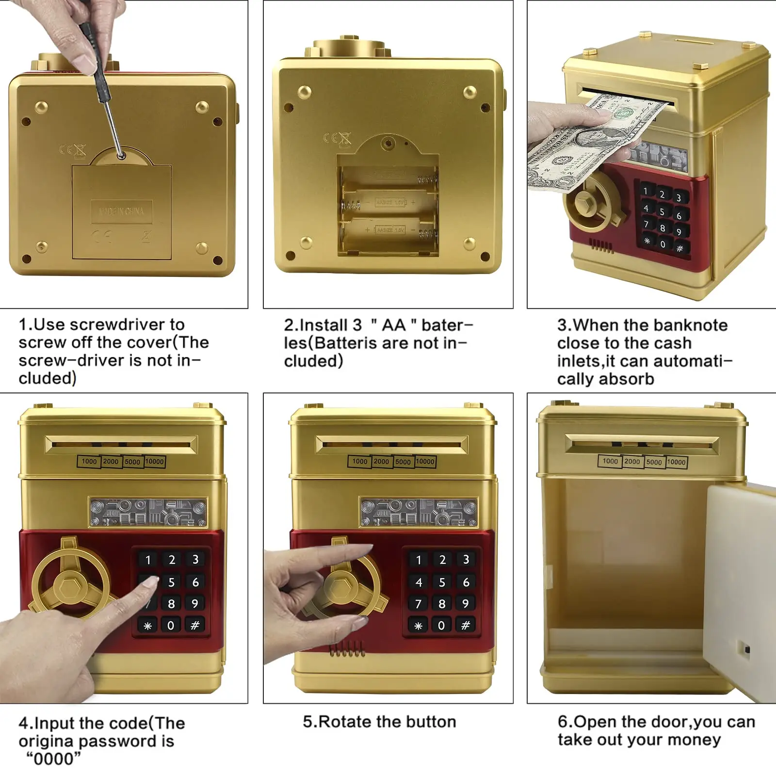 Kind Cadeau Elektronisch Wachtwoord Geldkist Munten Contant Geld Besparen Geldkist Teller Code Sleutel Slot Spaarpot Automatische Mini Kluis