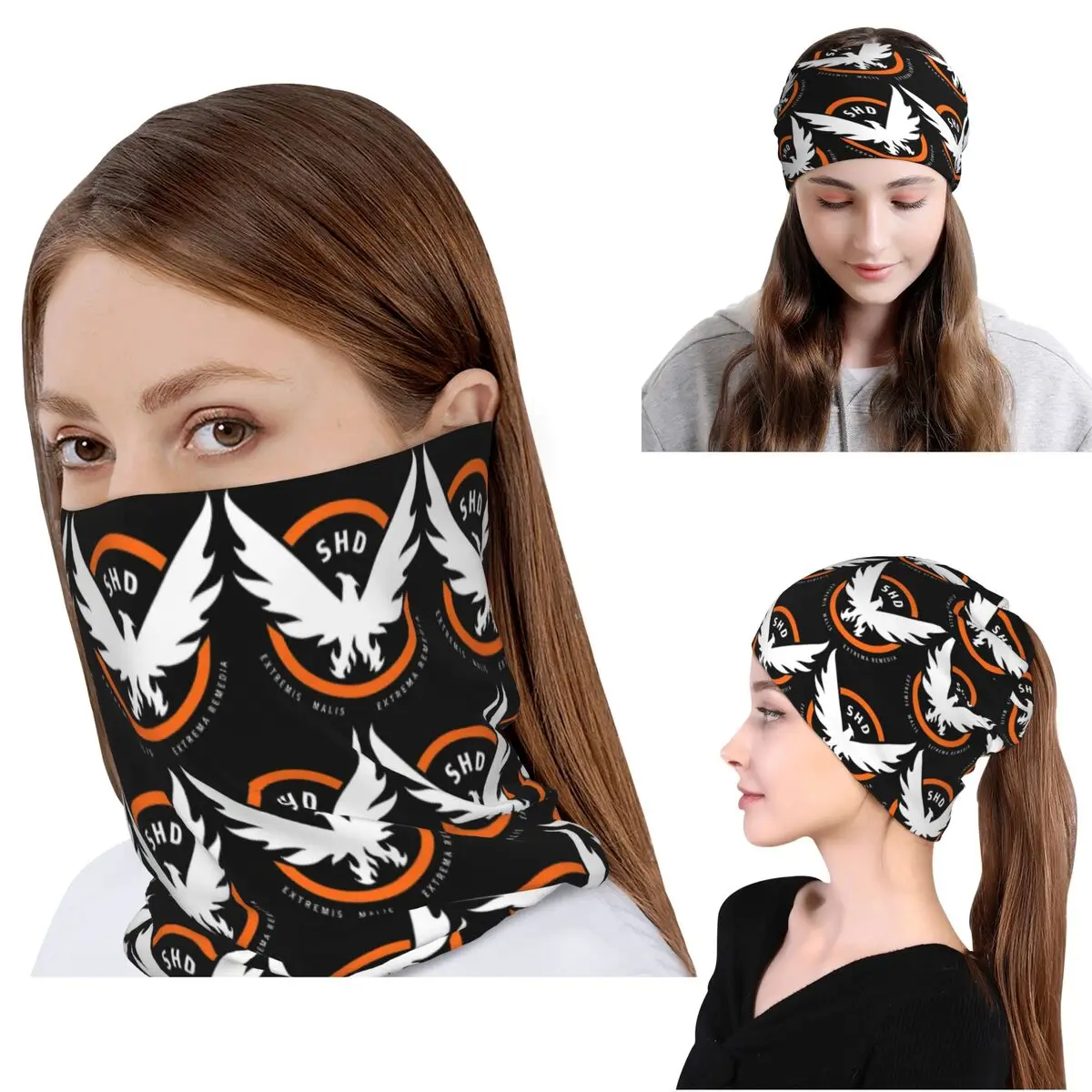 Game Tom Clancys The Division SHD Seal Bandana Neck Gaiter Wrap Scarf Multi-use Headwear Beanies Hat for Men Women Washable