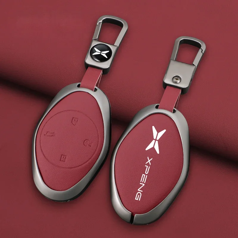 High Quality Auto Alloy Leather Car Key Case Cover For Xiaopeng Xpeng P7 P7i P5 G3 G3i G9 G6 22-23 Key Auto Housing Accessories