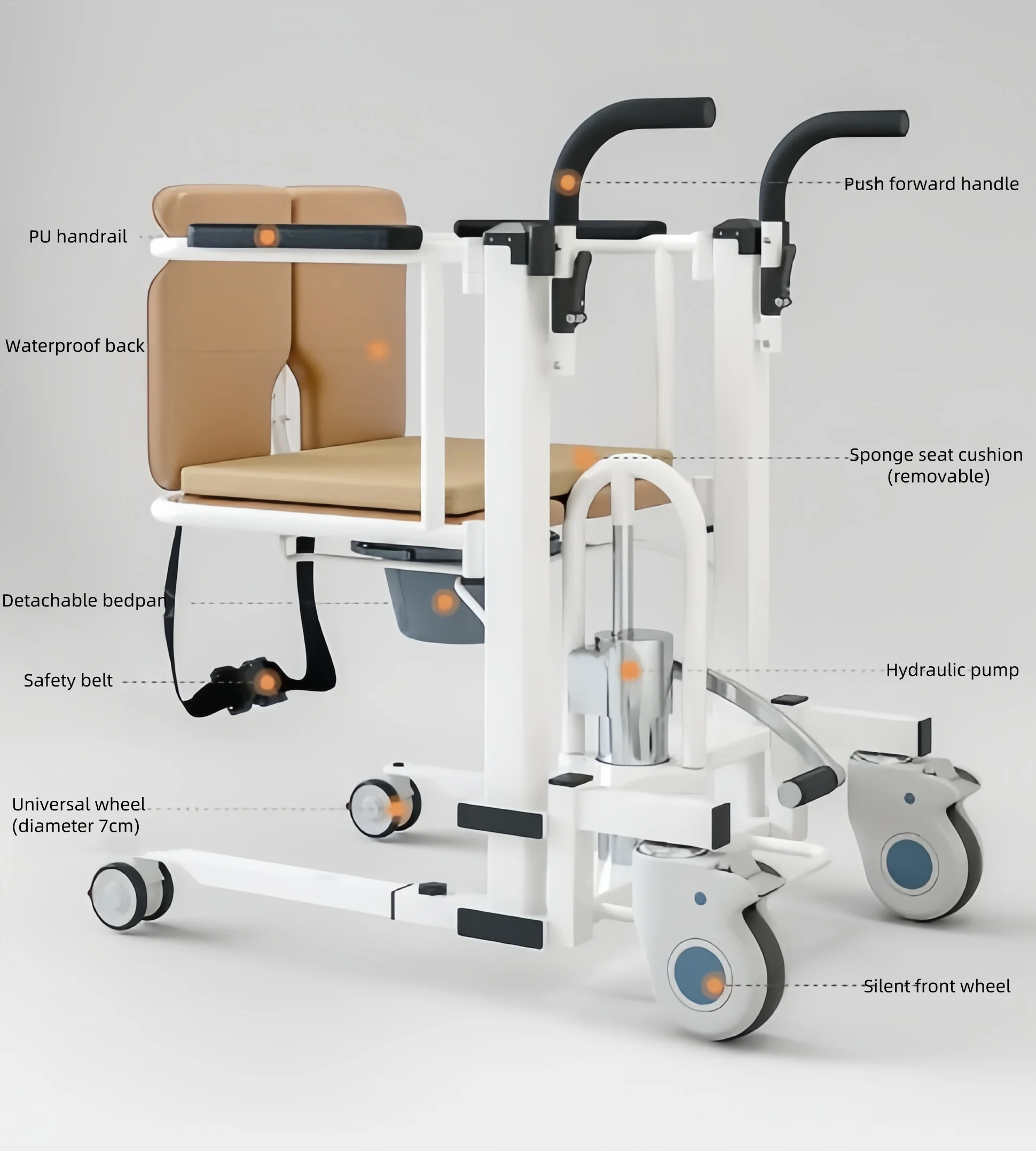 Newly designed convenient medical transfer chair with toilet can lift electronic  potty chair