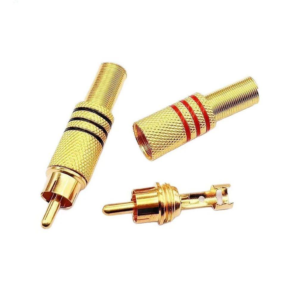 2-4 pces rca macho plug banhado a ouro adaptador de cabo de áudio e vídeo fono alto-falante conector av 1-2 pares conversor rca