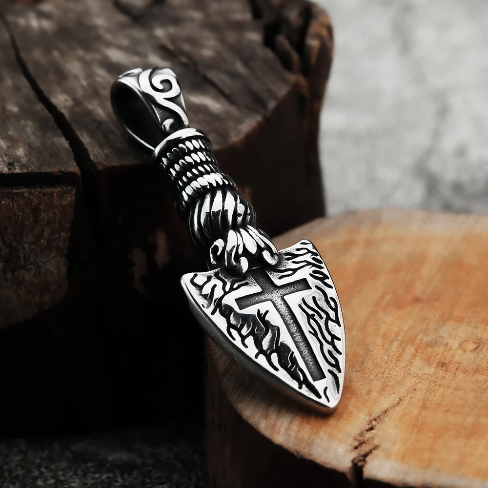 فايكنغ درع مرساة قلادة للرجال الفولاذ المقاوم للصدأ الشرير يسوع الصليب قلادة نورس باقان تاليسمان مجوهرات الاسكندنافية هدية #5