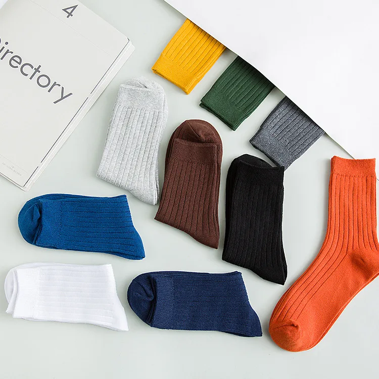 

Men's Mid-tube Socks Four Seasons Solid Color Cotton Casual Socks Absorbent Breathable Autumn and Winter Men's Cotton Socks