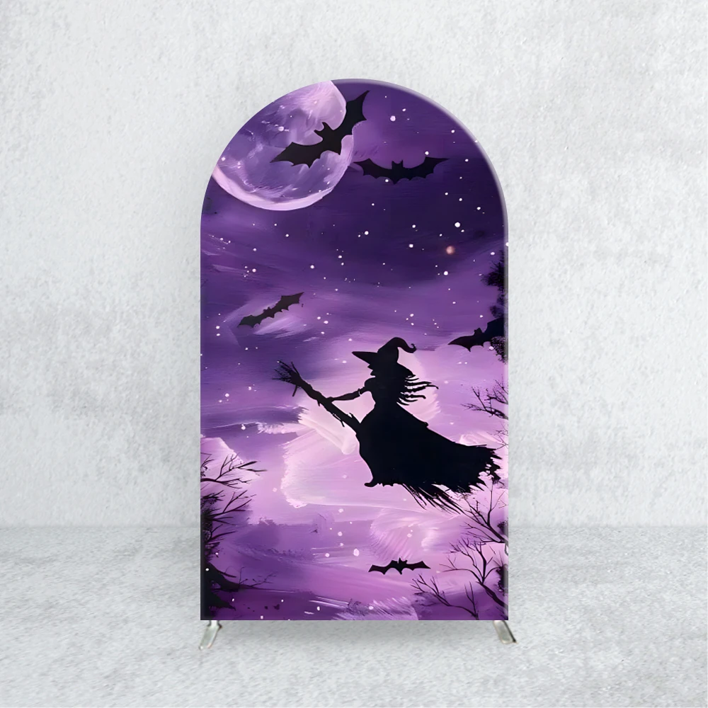 Terrifying Castle Midnight Halloween Arch Backdrop Cover for Festival Child Birthday Party Spandex Fabric Background Decorat