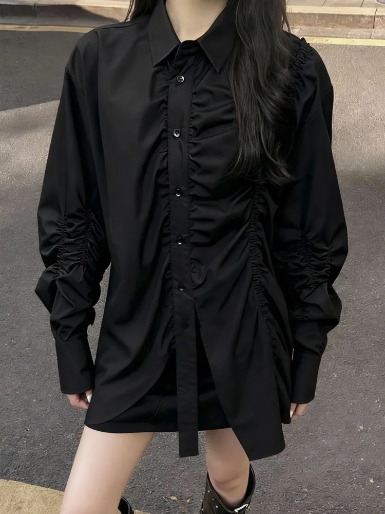 WHTREND المتخصصة تصميم شخصية مطوي المرقعة قميص أبيض مع نفخة الأكمام فضفاضة قمة الموضة 2025 الخريف WH1693 #3