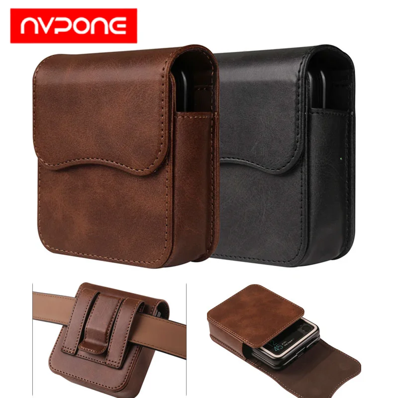 Universal Belt Clip Holster Leather Pouch Waist Bag for Samsung Z Flip 3 Flip4 Flip5 Flip6 for Moto Razr 40/40ultra Case Cover