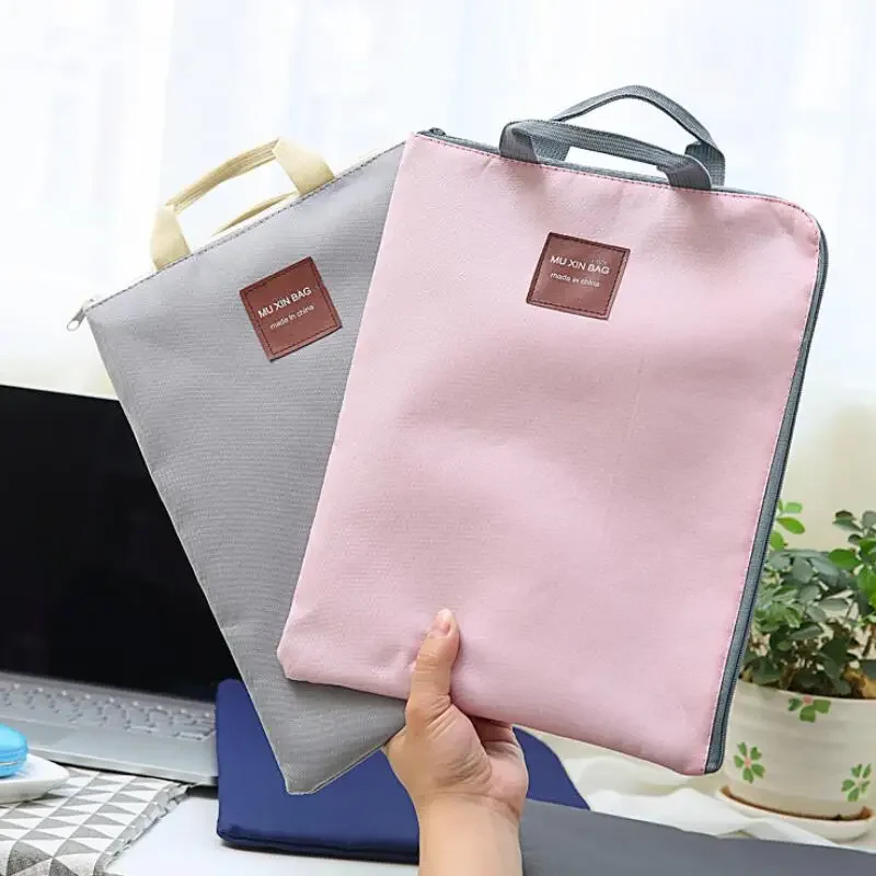 Borsa per laptop alla moda con cerniera Borsa per documenti A4 multistrato in tela Borsa per documenti ufficiale in tessuto di nylon