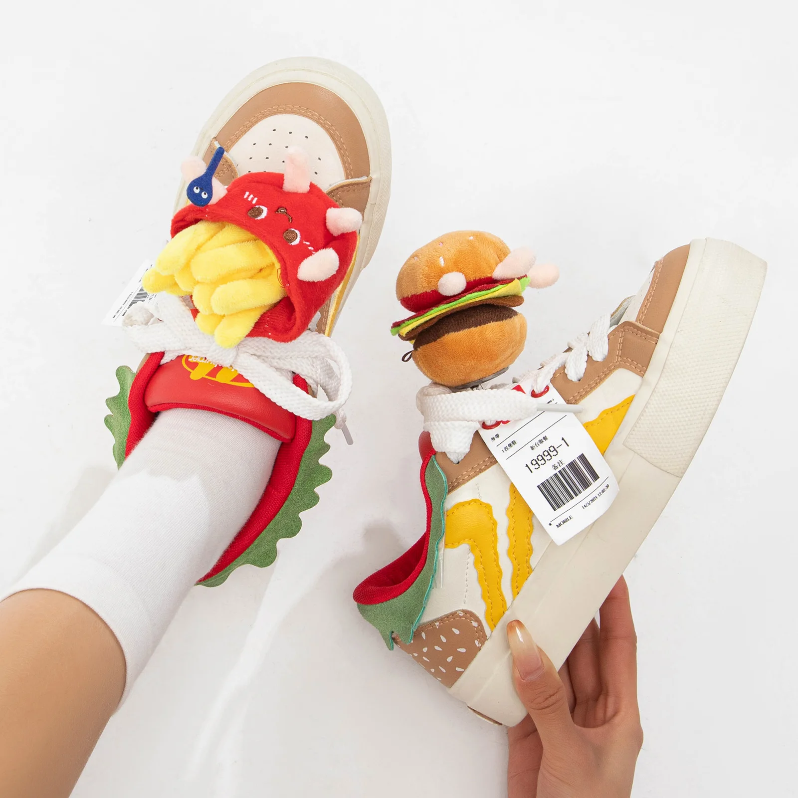 TuoPin Hamburger Buty damskie Design BURGER SHOES Buty Campus Unikalne damskie buty na co dzień Kreskówkowe damskie trampki