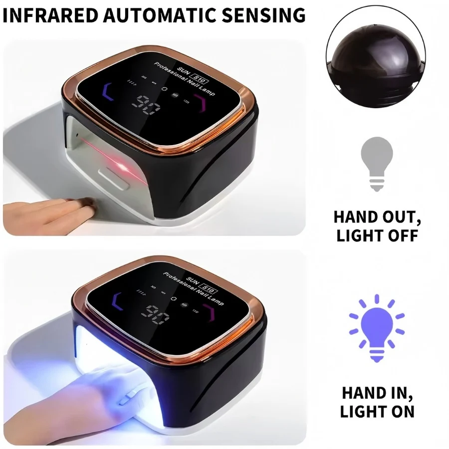 Asciugatrice professionale per unghie UV LED ricaricabile Display HD Lampada per asciugare le unghie wireless intelligente per un polimerizzazione ad asciugatura rapida di tutti i gel polacchi