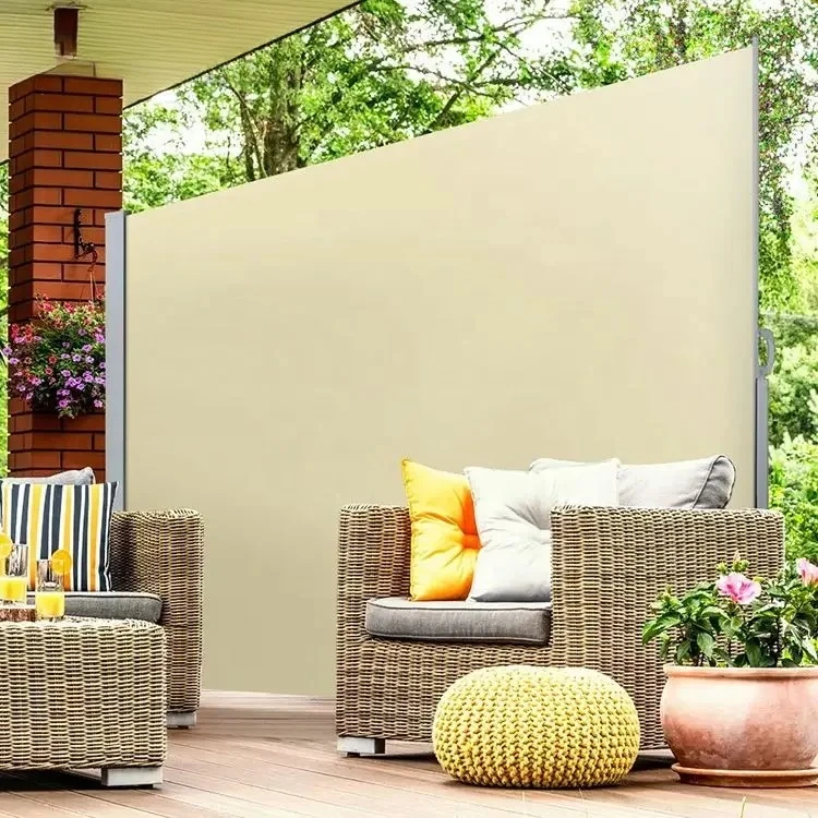 Custom Waterproof Retractable Side Awning Outdoor Patio Sun Shade Wind Resistant Privacy Divider Screen